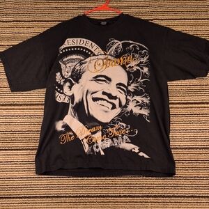 BARACK OBAMA 44th US President Black Beige Stud TND Cotton 2XL Mens Rap T-Shirt